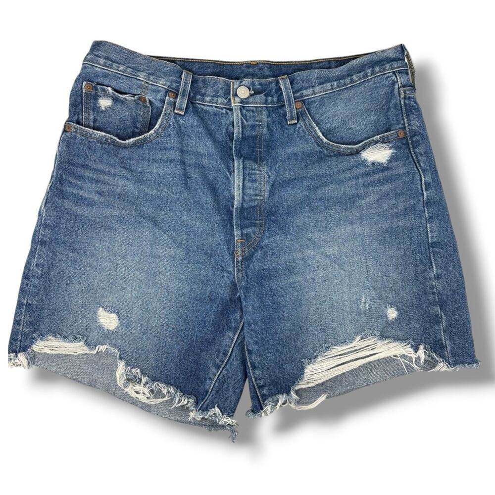 Levi’s 501 High Rise Jean Shorts In Blue Women’s Size 32
